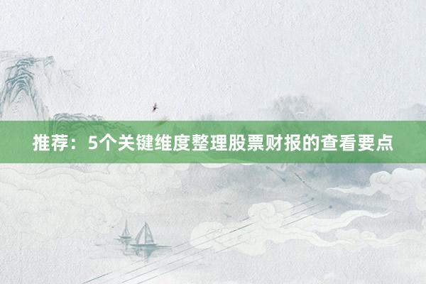 推荐：5个关键维度整理股票财报的查看要点