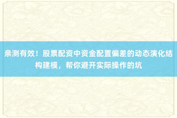 亲测有效！股票配资中资金配置偏差的动态演化结构建模，帮你避开实际操作的坑