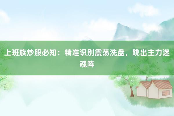 上班族炒股必知：精准识别震荡洗盘，跳出主力迷魂阵