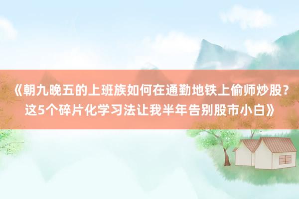《朝九晚五的上班族如何在通勤地铁上偷师炒股？这5个碎片化学习法让我半年告别股市小白》