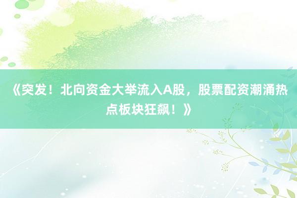 《突发！北向资金大举流入A股，股票配资潮涌热点板块狂飙！》