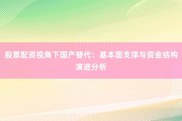 股票配资视角下国产替代：基本面支撑与资金结构演进分析