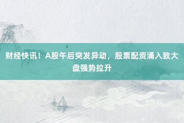 财经快讯！A股午后突发异动，股票配资涌入致大盘强势拉升