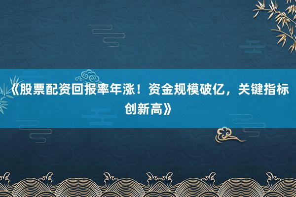 《股票配资回报率年涨！资金规模破亿，关键指标创新高》