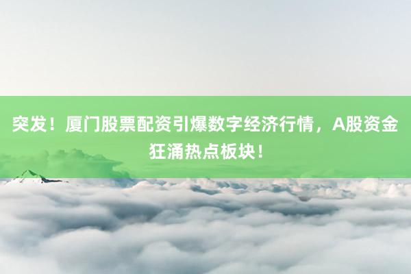 突发！厦门股票配资引爆数字经济行情，A股资金狂涌热点板块！